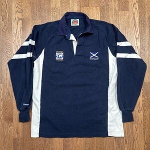Vintage Barbarian Scotland National Team World Rugby Blue L/S Jersey Mens XL